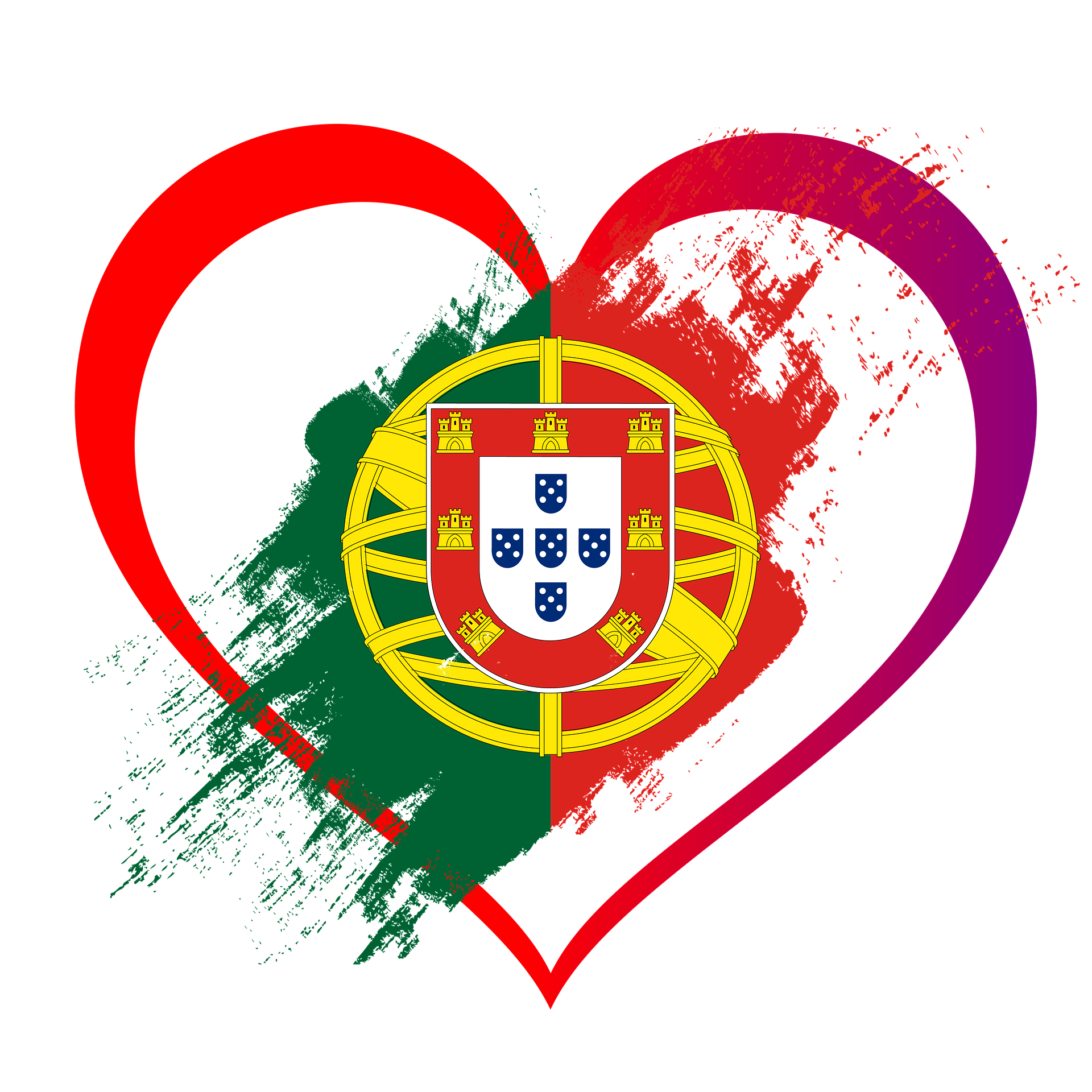 Portugal's coat of arms inside a heart